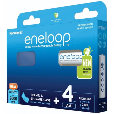 Аккумуляторы Eneloop BK-3MCDEC4BE AA 2000 4шт+кейс - фото 1