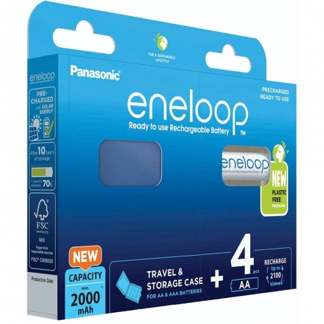 Аккумуляторы Eneloop BK-3MCDEC4BE AA 2000 4шт+кейс - фото 2