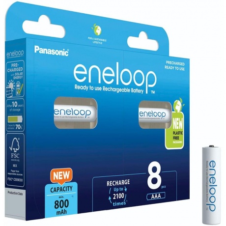 Аккумуляторы Eneloop BK-4MCDE/8BE AAA 800 8шт - фото 2
