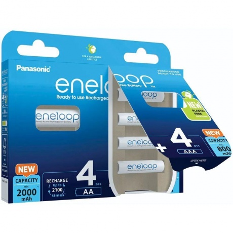 Аккумуляторы Eneloop BK-KJMCDE44E AA 2000+AAA 800 (4+4)шт - фото 2