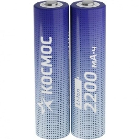 Аккумулятор Космос 18650 Li-ion2200 mAh без защиты, 2 шт шринк
