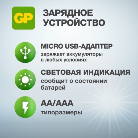 Зарядное устройство GP Е211 с 2 аккумуляторами ААА750 - фото 12