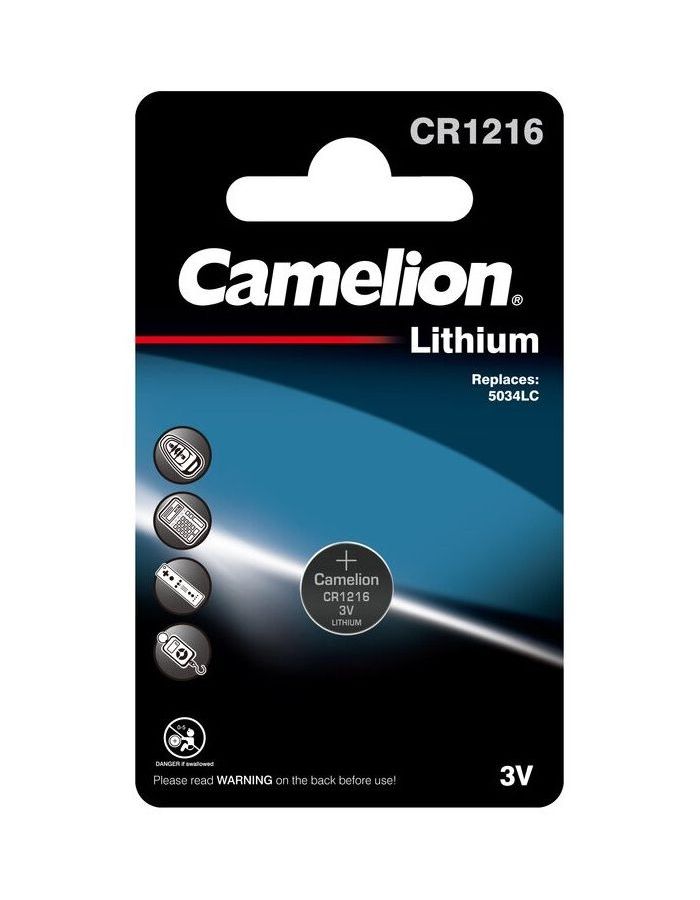 Батарейка Camelion CR1216 BL-1 (CR1216-BP1, литиевая,3V) - фото 1