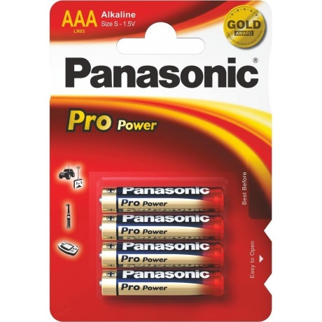 Батарейки Panasonic LR03XEG/4BP RUAAA щелочные Pro Power в блист...