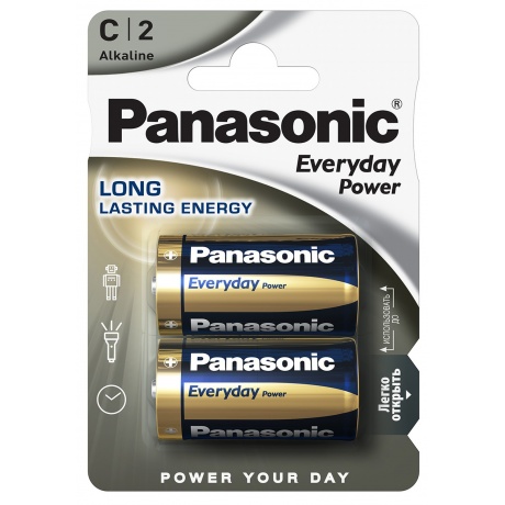 Батарейки Panasonic LR14EPS/2BP RU C щелочные Everyday Power в б...