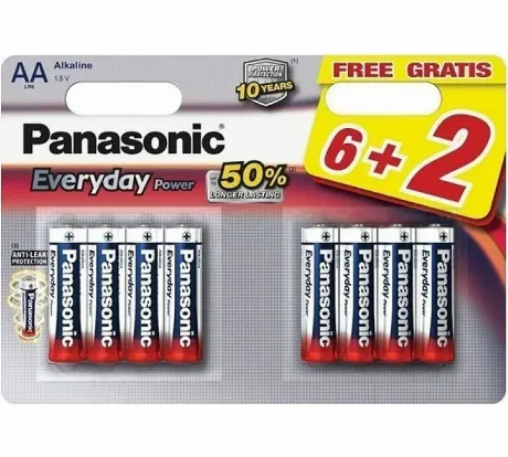 Батарейки Panasonic LR6REE/8B AA щелочные Everyday Power multi p...