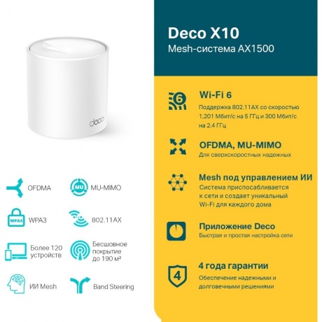 Wi-Fi точка доступа TP-Link Deco X10(1-pack) - фото 9