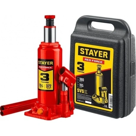 Домкрат бутылочный гидравлический STAYER RED FORCE, 3т, 194-375 ...