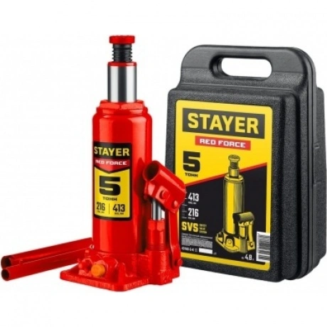 Домкрат бутылочный гидравлический STAYER RED FORCE, 5т, 216-413 ...