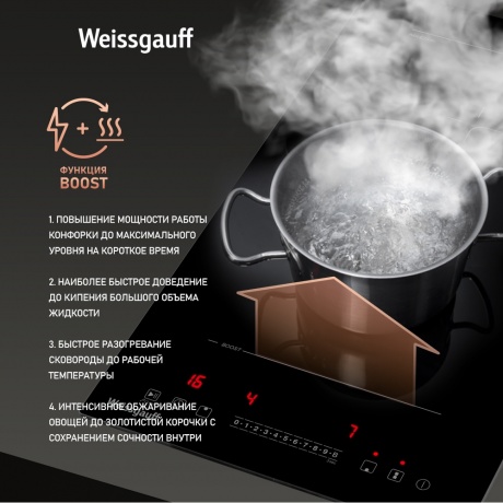 Индукционная варочная панель Weissgauff HI 32 BFZC черная - фото 12