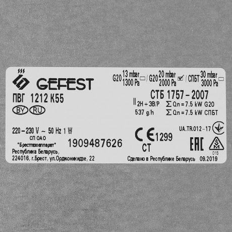 Газовая варочная панель Gefest ПВГ 1212 К55 - фото 6