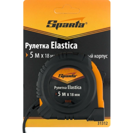 Рулетка Elastica, 5 м х 18 мм, обрезиненный корпус Sparta (31312...