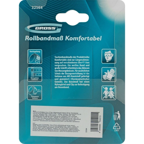 Рулетка Komfortabel, 10 м х 25 мм, обрезиненный корпус Gross (32...