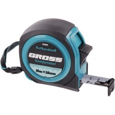 Рулетка Komfortabel, 10 м х 25 мм, обрезиненный корпус Gross