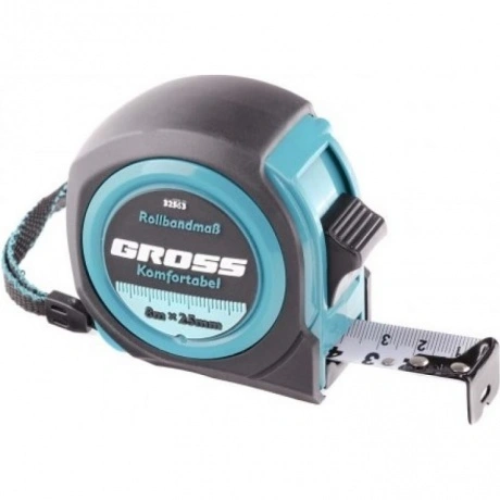Рулетка Komfortabel, 8 м х 25 мм, обрезиненный корпус Gross