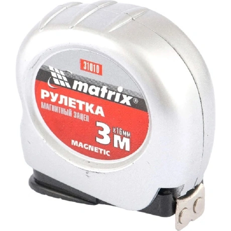 Рулетка Magnetic, 3 м х 16 мм, магнитный зацеп Matrix (31010)