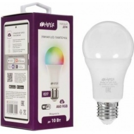 Умная цветная LED лампочка HIPER IoT A60 RGB - фото 5