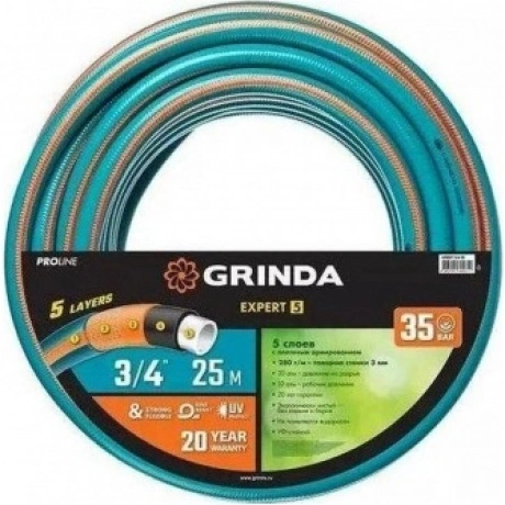 Шланг поливочный GRINDA EXPERT 5, 3/4? 25 м, 30 атм, пятислойный...