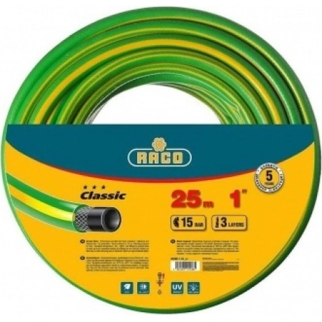 Шланг поливочный RACO CLASSIC, 1?, 25 м, 15 атм, трёхслойный, ар...