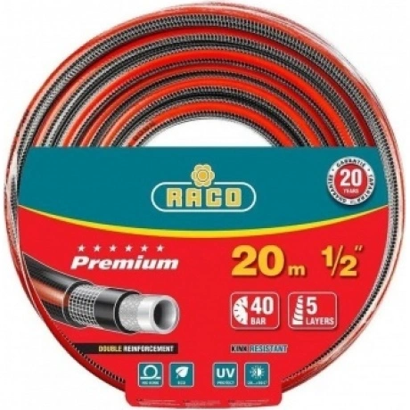 Шланг поливочный RACO PREMIUM, 1/2?, 20 м, 40 атм, пятислойный, ...