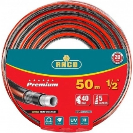 Шланг поливочный RACO PREMIUM, 1/2", 50 м, 40 атм, пятислойный, ...