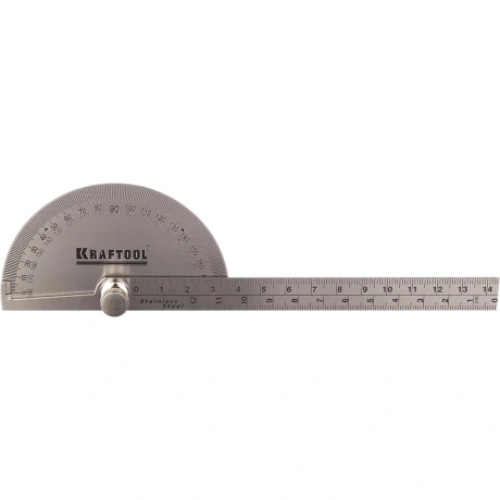Транспортир KRAFTOOL Protractor, 145 мм с линейкой из нержавеюще...