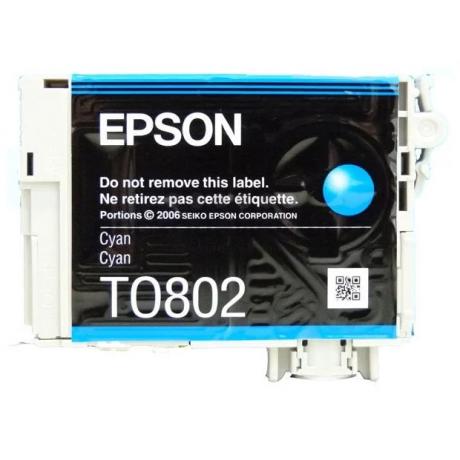 Картридж Epson T0802 (C13T08024011) для Epson P50/PX660, голубой - фото 1