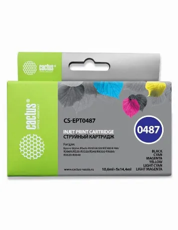 Картридж Cactus CS-EPT0487 черный/голубой/пурпурный/желтый/светл...