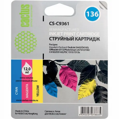 Картридж Cactus CS-C9361 №136 для HP DJ 5443/D4163/DJ 6313/PS 25...