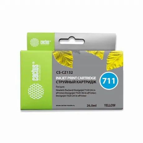 Картридж Cactus CS-CZ132 №711 для HP DJ T120/T520,, желтый