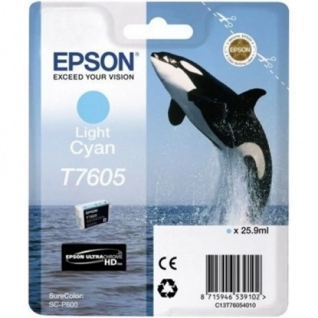 Картридж струйный Epson T7605 C13T76054010 светло-голубой (25.9м...