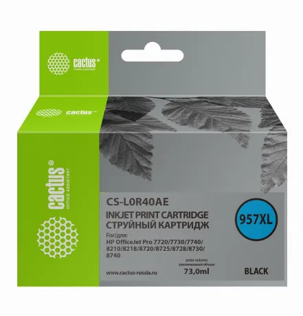 Картридж струйный Cactus 957XL CS-L0R40AE черный (73мл) для HP O...