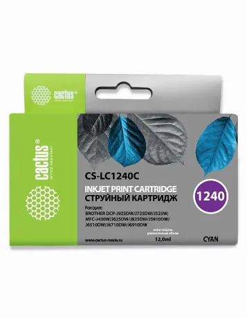 Картридж струйный Cactus CS-LC1240C голубой (12мл) для Brother M...