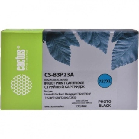 Картридж струйный Cactus №727 CS-B3P23A фото черный (130мл) для ...