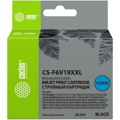 Картридж струйный Cactus CS-F6V19XXL черный (1000стр.) (20мл) дл...