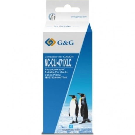 Картридж струйный G&G NC-CLI-471XLC CLI-471XL C голубой (10.8мл)...