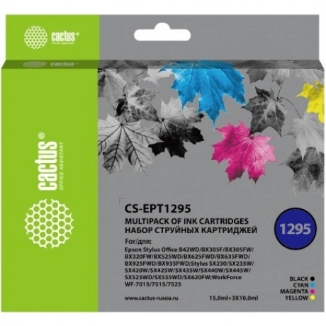 Картридж струйный Cactus CS-EPT1295 черный/голубой/желтый/пурпур...