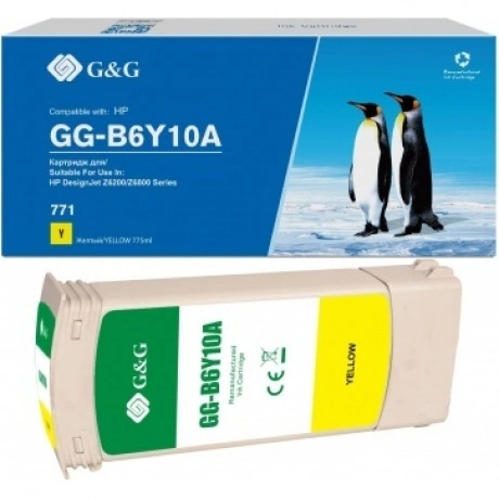Картридж струйный G&G GG-B6Y10A 771C желтый (775мл) для HP Desig...
