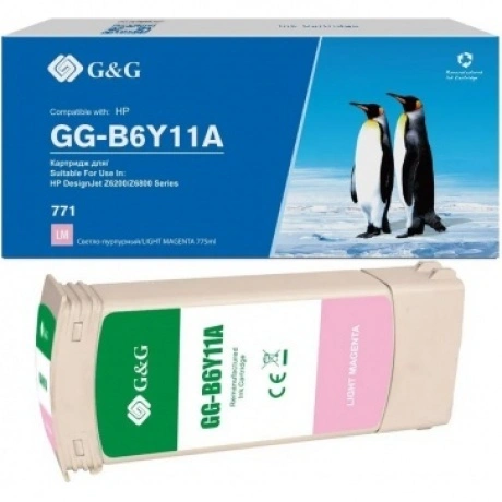 Картридж струйный G&G GG-B6Y11A 771C светло-пурпурный (775мл) дл...