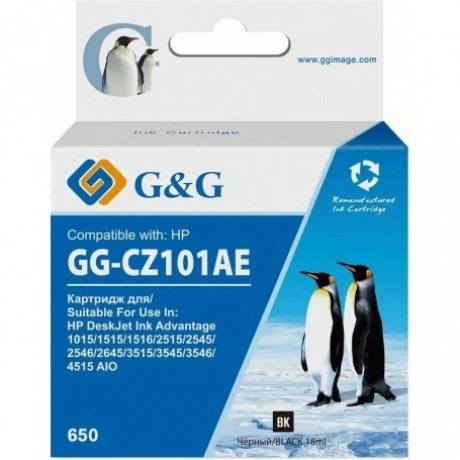Картридж струйный G&G GG-CZ101AE 650 черный (18мл) для HP DeskJe...