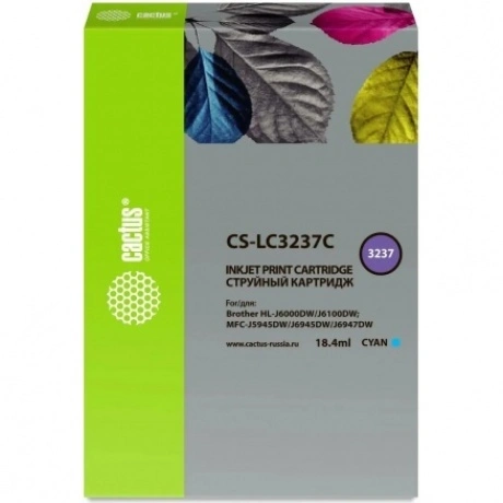 Картридж струйный Cactus CS-LC3237C голубой (18.4мл) для Brother...