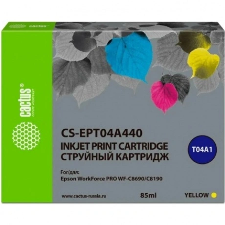 Картридж струйный Cactus CS-EPT04A440 T04A4 желтый (85мл) для Ep...