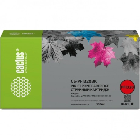 Картридж струйный Cactus CS-PFI320BK черный (300мл) для Canon im...