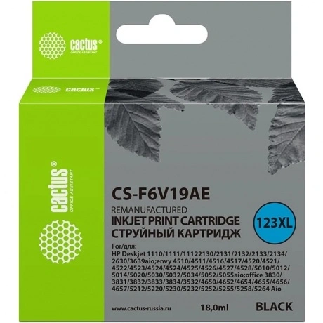 Картридж струйный Cactus CS-F6V19AE 123XL черный (480стр.) (18мл...
