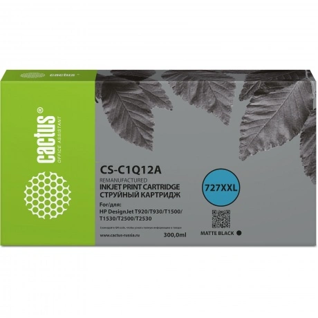 Картридж струйный Cactus CS-C1Q12A №727 черный (300мл) для HP De...