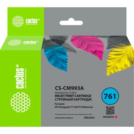 Картридж струйный Cactus CS-CM993A №761 пурпурный (400мл) для HP...