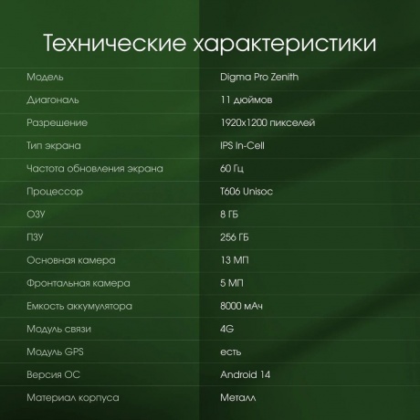 Планшет Digma Pro Zenith 8/256Gb 11" (TA3E1P01) графит - фото 19