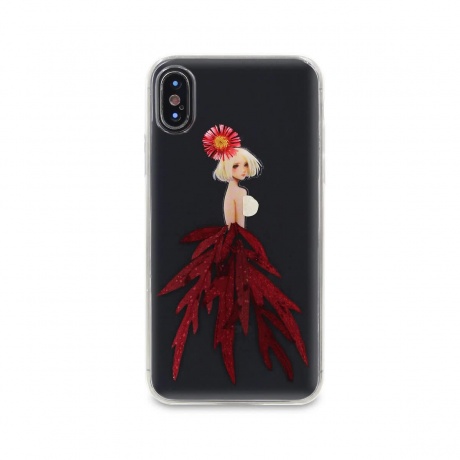 Чехол-накладка DYP Flower Case для Apple iPhone X/XS фея бордовы...