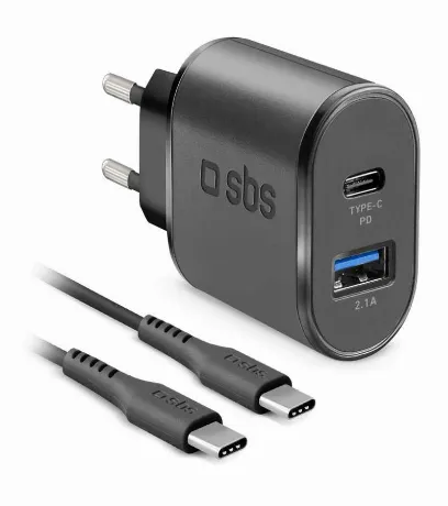 Сетевое зарядное устройство SBS, 2 порта: USB Power Delivery 18В...
