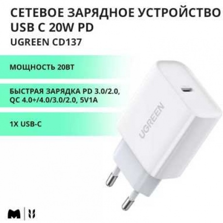 Зарядное устройство UGREEN CD137 (60450) White - фото 21